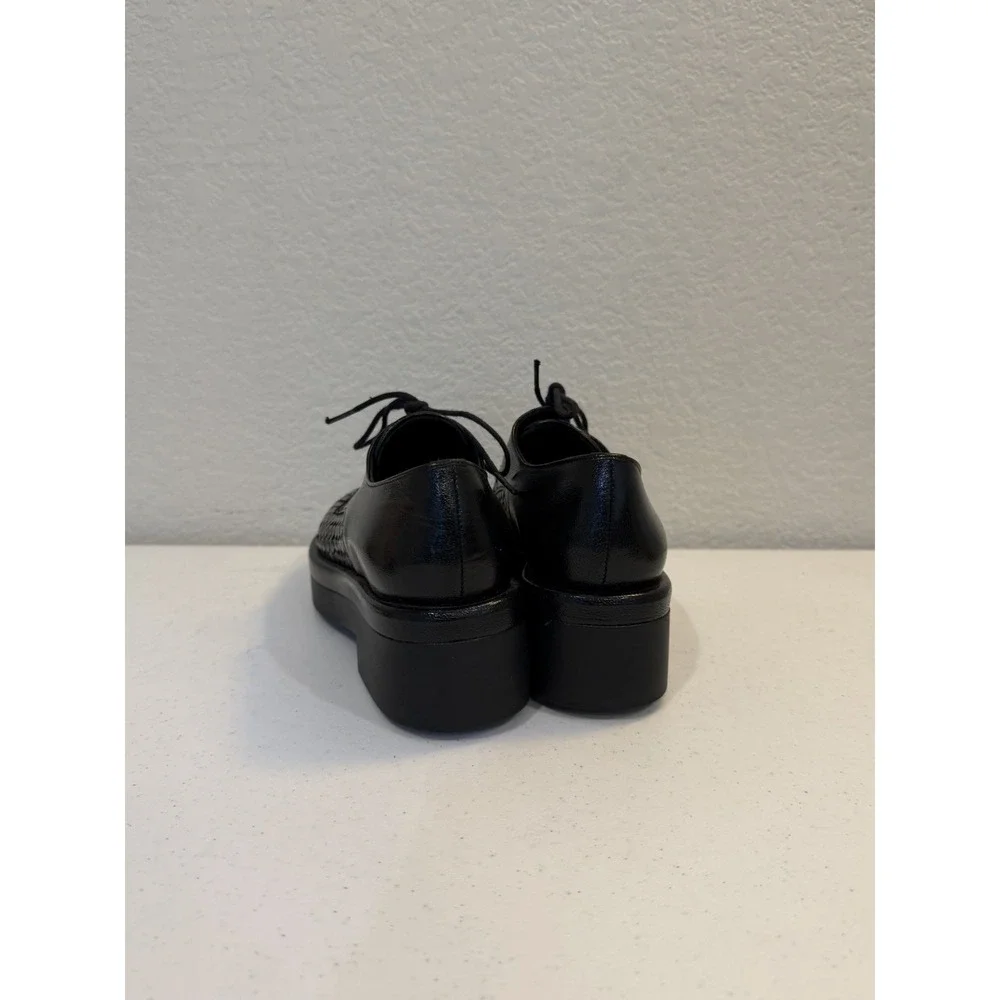 Stephane Kelian Vintage Platform Shoes Woven Leather Black NEW